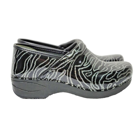 Dansko XP 2.0 Patent Leather Glitter Waves Clog Womens Size EU 38 US 7.5 8 Black - Picture 4 of 8